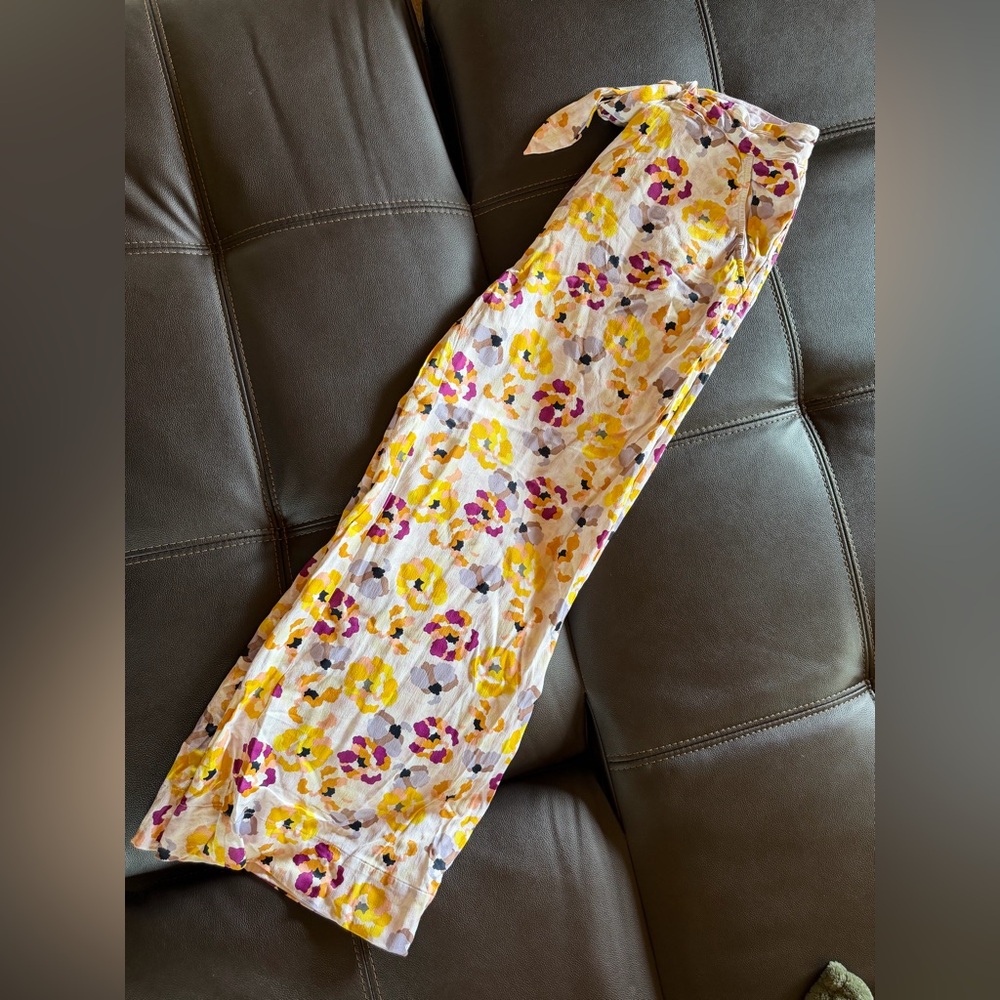 Anthropologie Lilac Floral Maxi Skirt with Purple Trim